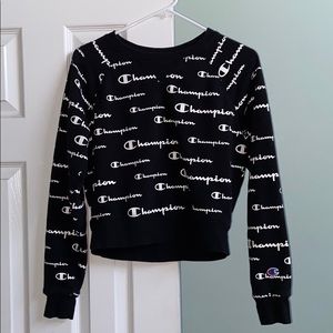 Black champion print woman’s crop top